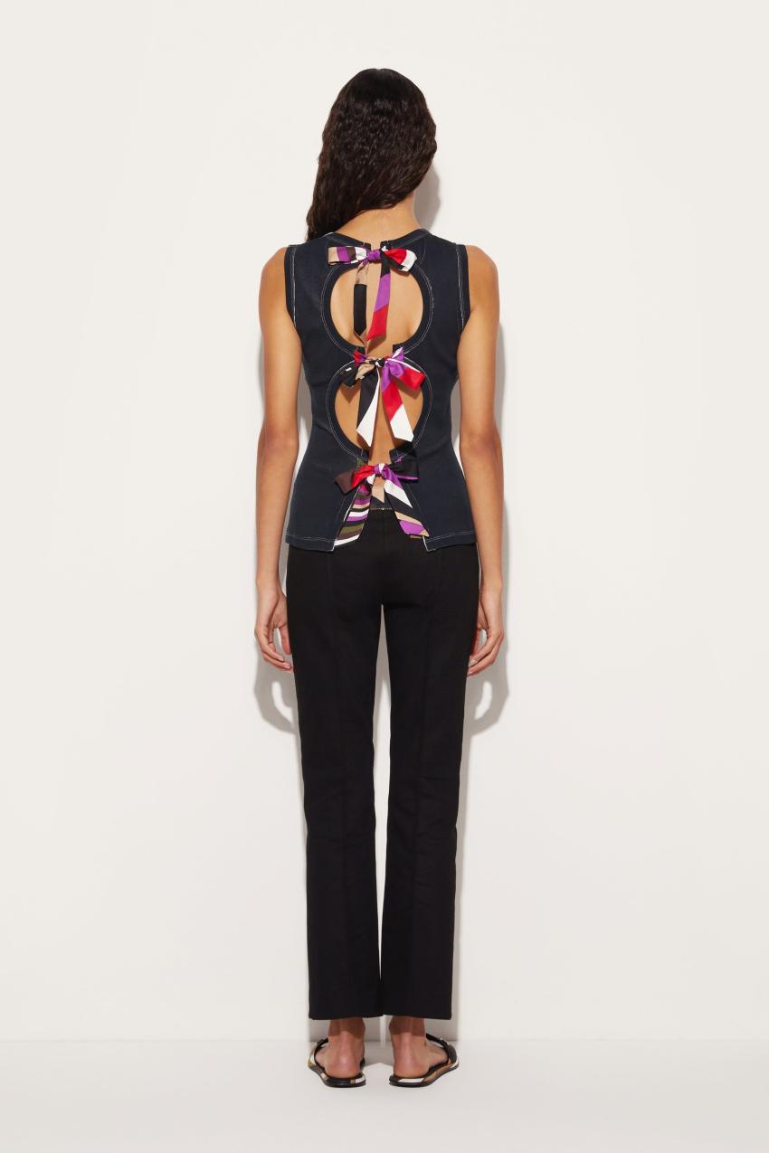 PUCCI Marmo-Print Cut-Out Tank Top | Women Tops And Shirts