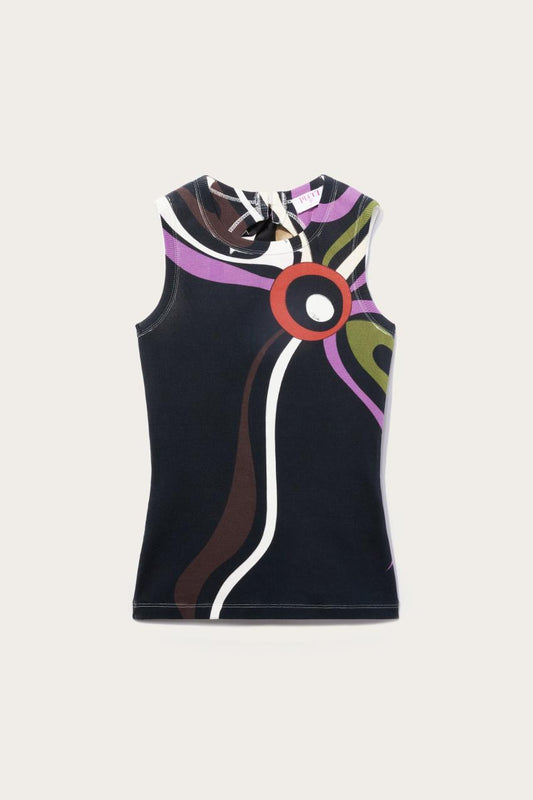 PUCCI Marmo-Print Cut-Out Tank Top | Women Tops And Shirts