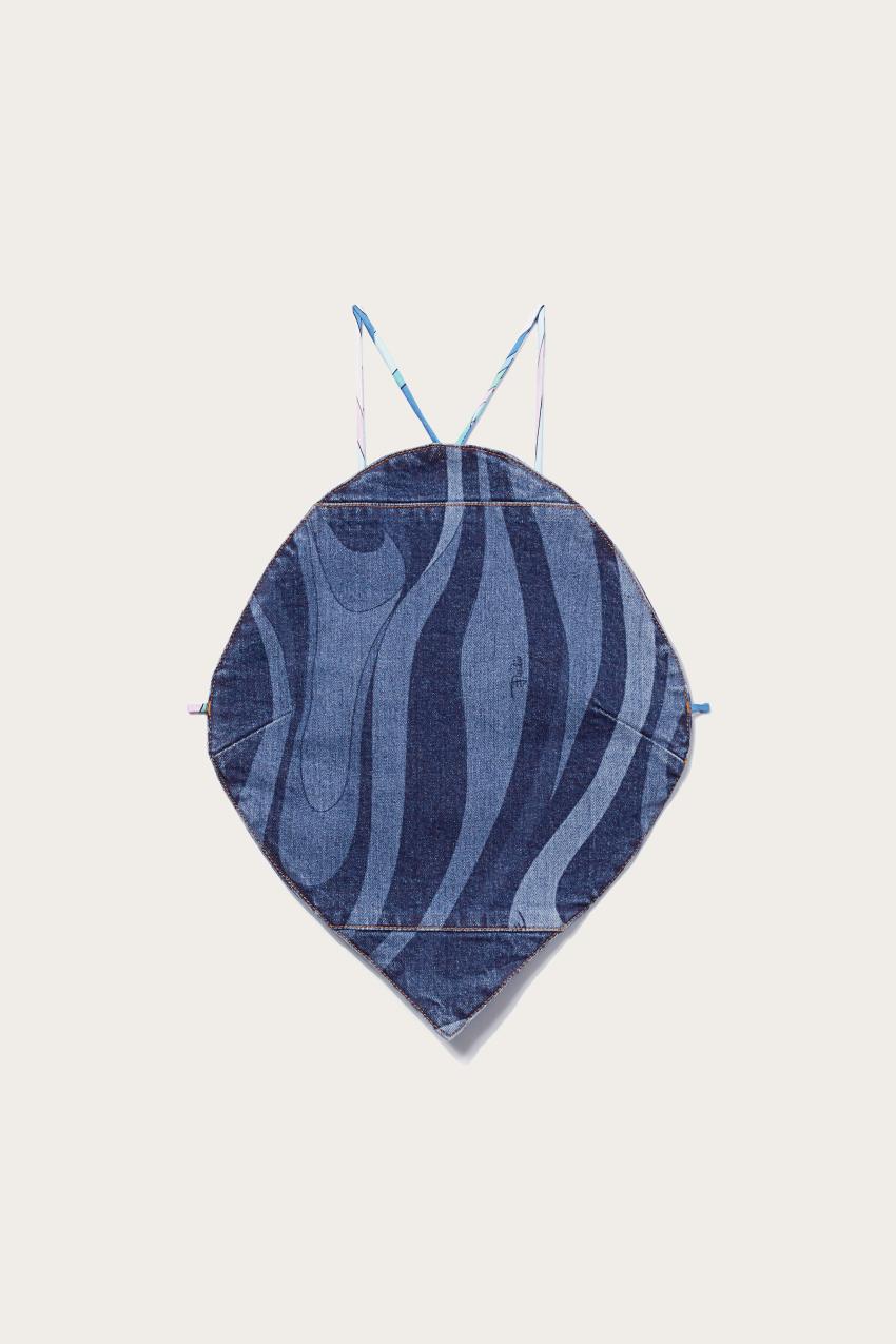 PUCCI Marmo-Print Denim Crop Top | Women Denim