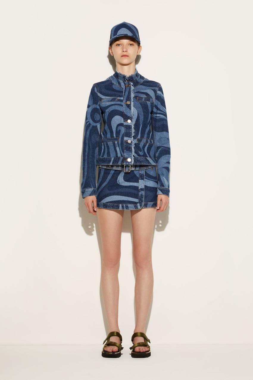 PUCCI Marmo-Print Denim Jacket | Women Jackets