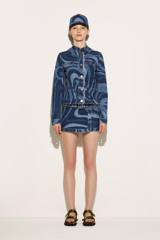 PUCCI Marmo-Print Denim Jacket | Women Jackets