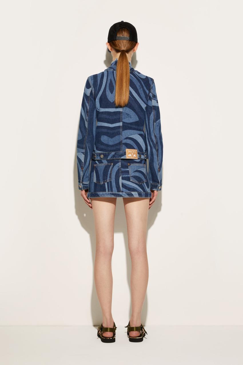 PUCCI Marmo-Print Denim Jacket | Women Jackets