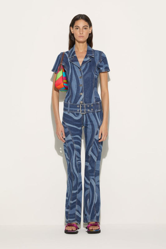 PUCCI Marmo-Print Denim Jumpsuit | Women Denim