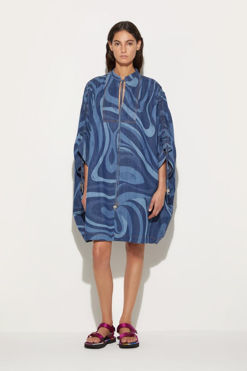 PUCCI Marmo-Print Denim Kaftan | Women Kaftans