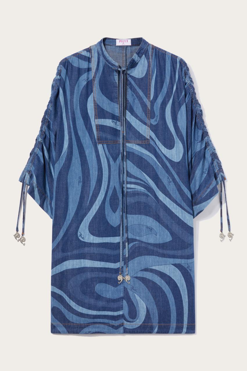 PUCCI Marmo-Print Denim Kaftan | Women Kaftans