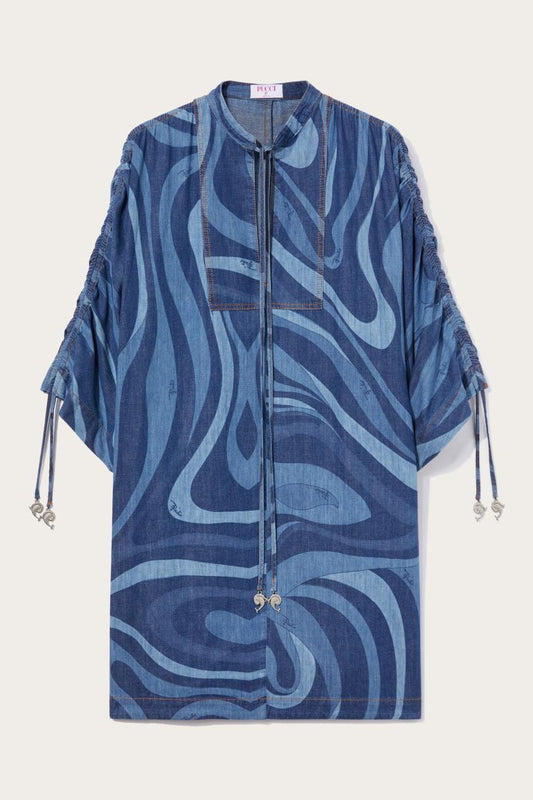 PUCCI Marmo-Print Denim Kaftan | Women Kaftans