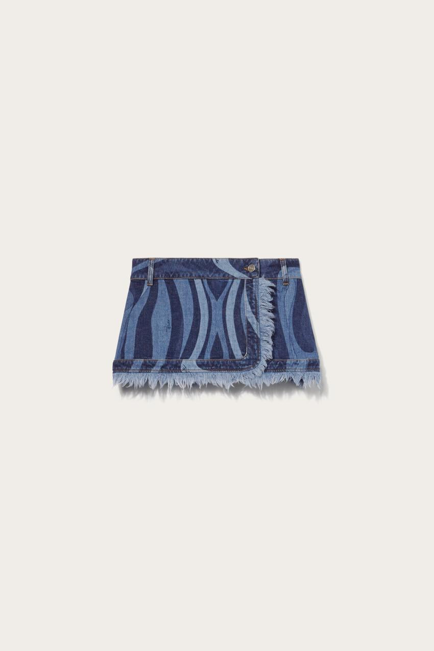 PUCCI Marmo-Print Denim Mini Skirt | Women Denim