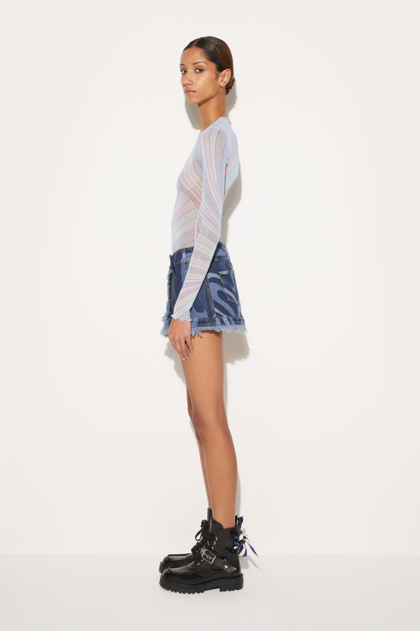 PUCCI Marmo-Print Denim Mini Skirt | Women Denim