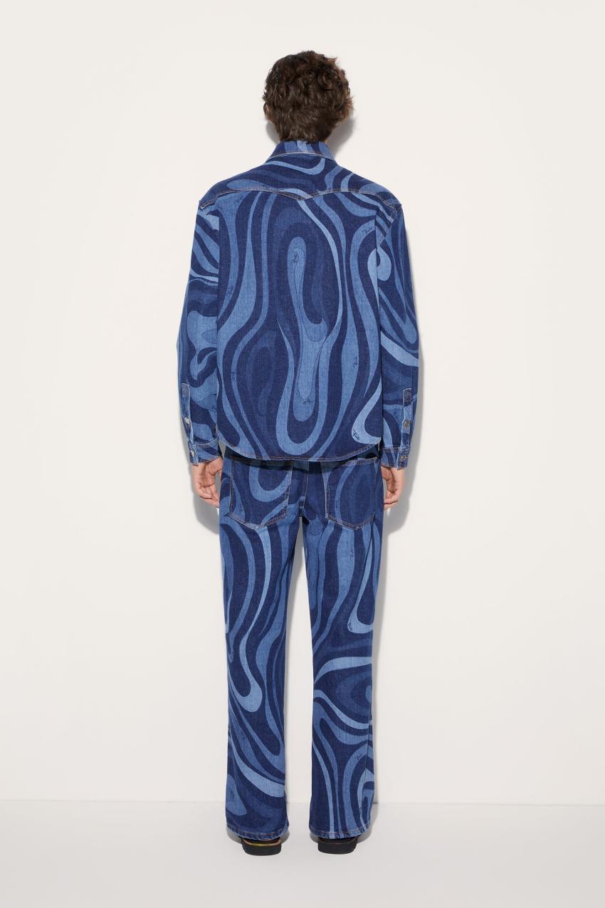 PUCCI Marmo-Print Denim Shirt | Men Ready To Wear