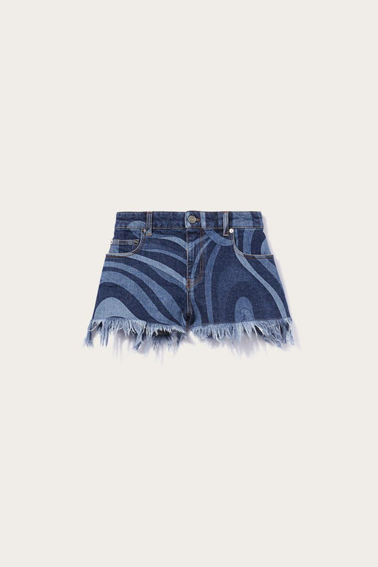 PUCCI Marmo-Print Denim Shorts | Women Denim