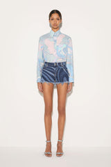 PUCCI Marmo-Print Denim Shorts | Women Pants And Shorts