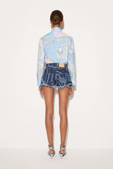 PUCCI Marmo-Print Denim Shorts | Women Pants And Shorts