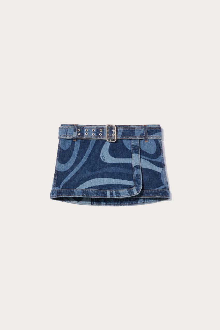 PUCCI Marmo-Print Denim Skirt | Women Denim