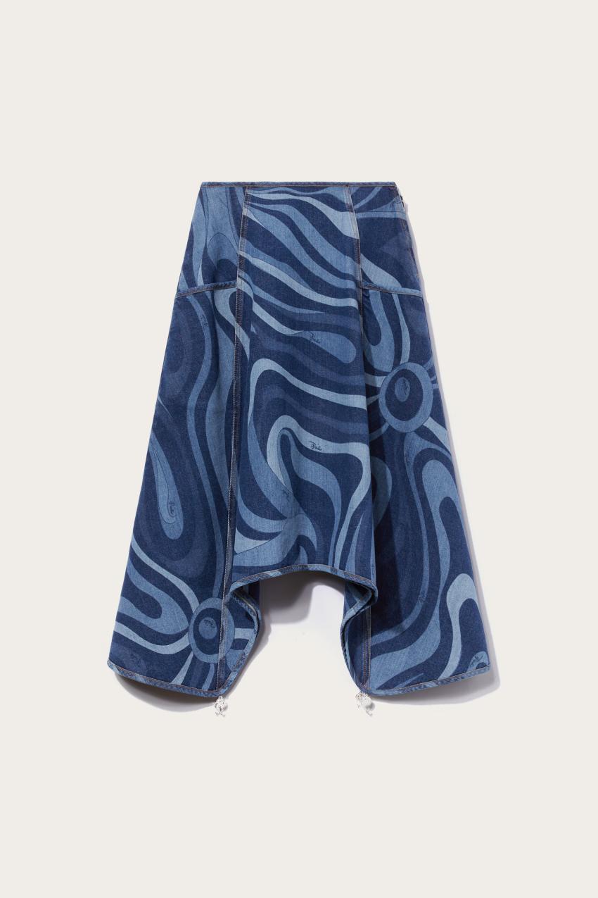 PUCCI Marmo-Print Denim Skirt | Women Denim