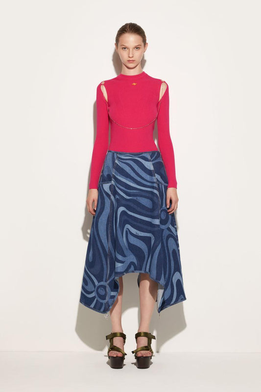 PUCCI Marmo-Print Denim Skirt | Women Denim