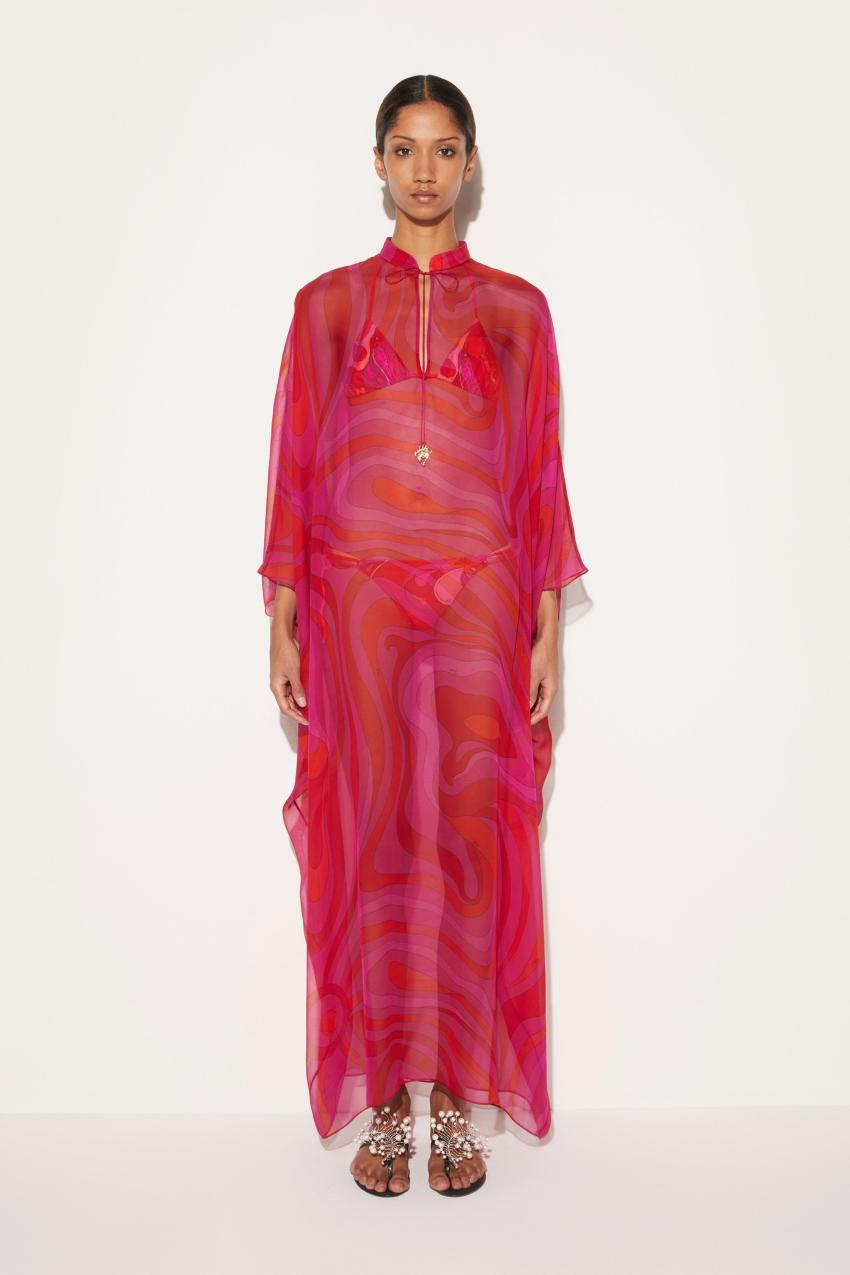 PUCCI Marmo-Print Silk Kaftan | Women Kaftans