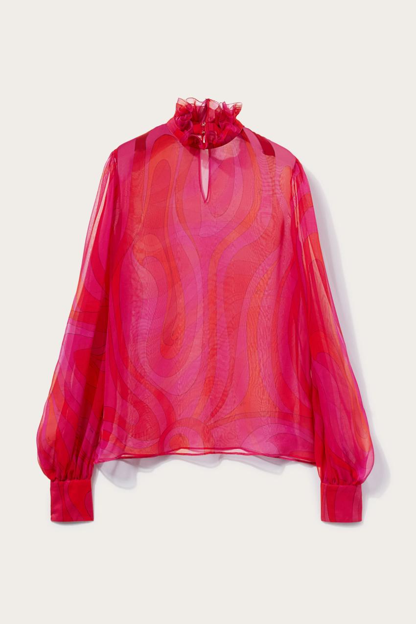 PUCCI Marmo-Print Silk Top | Women Tops And Shirts