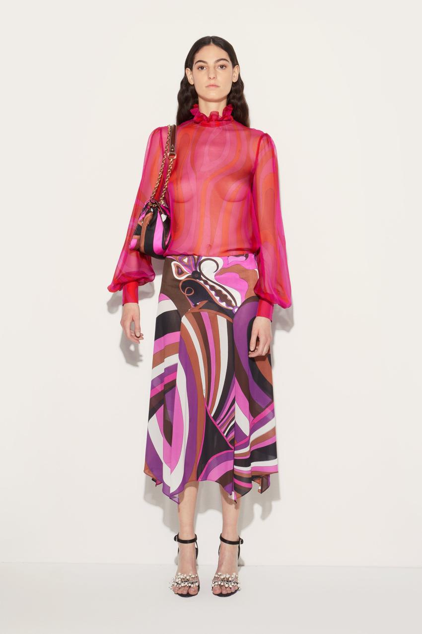 PUCCI Marmo-Print Silk Top | Women Tops And Shirts