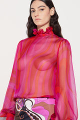 PUCCI Marmo-Print Silk Top | Women Tops And Shirts