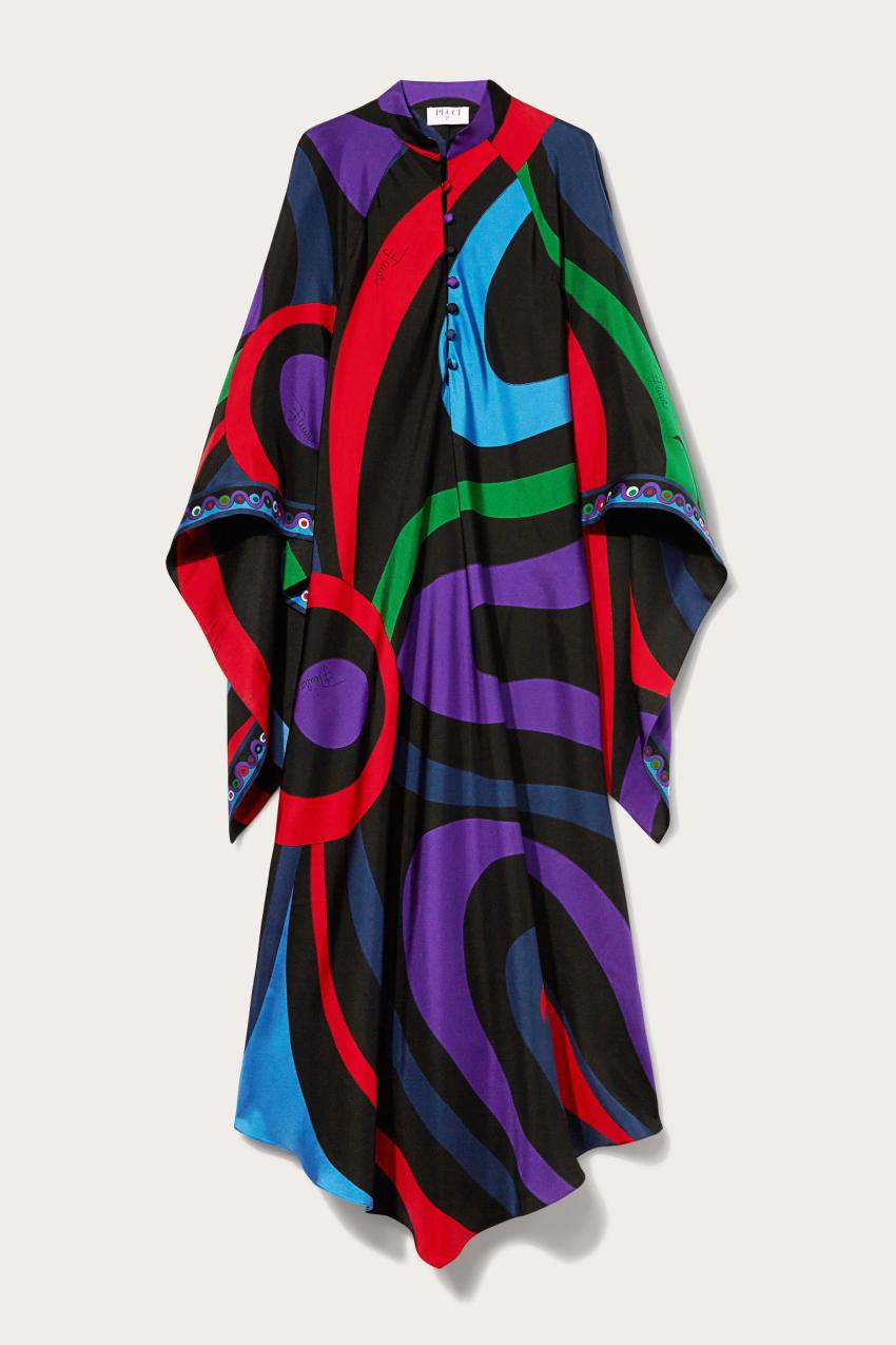 PUCCI Marmo-Print Silk-Twill Kaftan | Women Kaftans