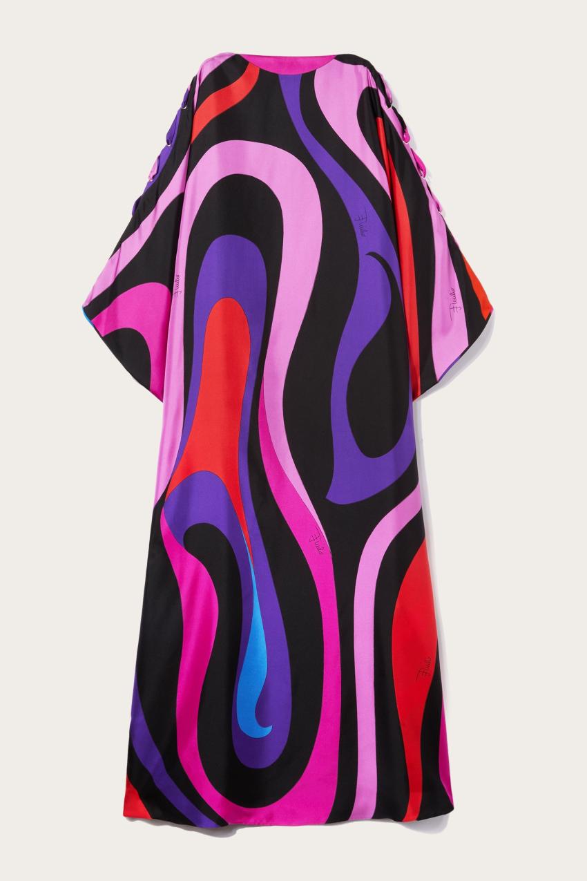 PUCCI Marmo-Print Silk-Twill Kaftan | Women Kaftans