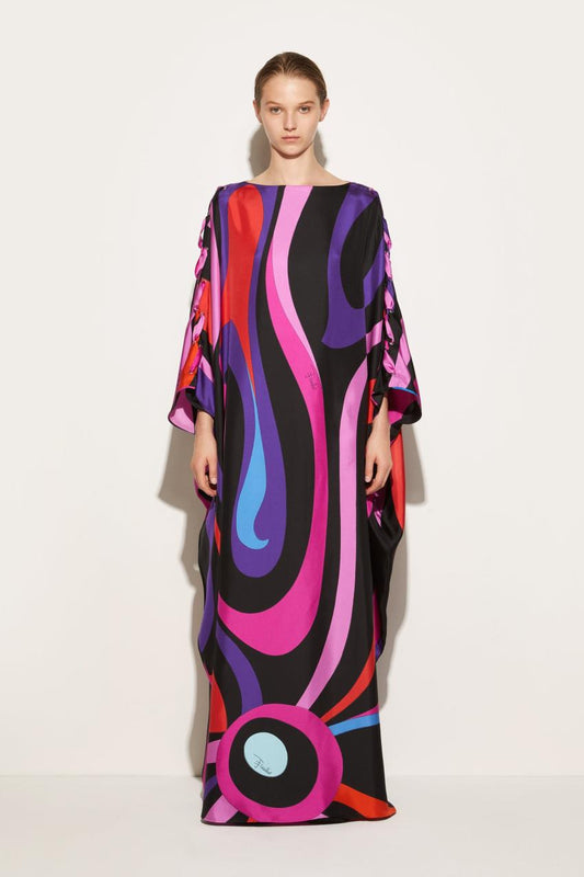 PUCCI Marmo-Print Silk-Twill Kaftan | Women Kaftans