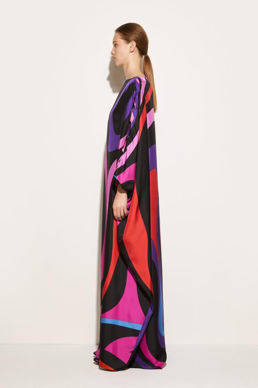 PUCCI Marmo-Print Silk-Twill Kaftan | Women Kaftans