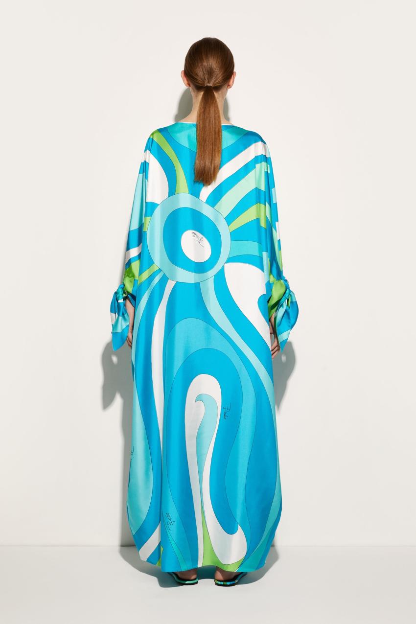 PUCCI Marmo-Print Silk-Twill Kaftan | Women Kaftans