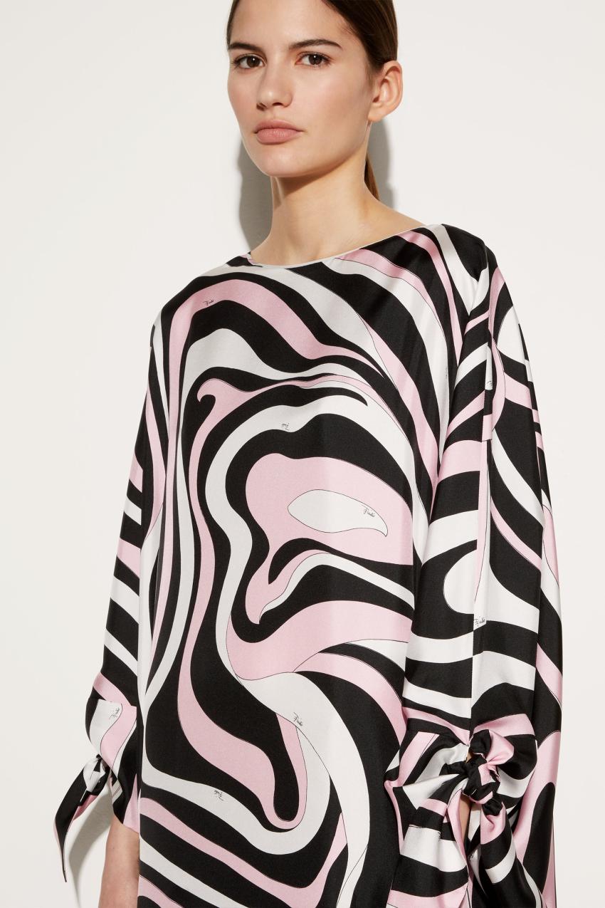 PUCCI Marmo-Print Silk-Twill Kaftan | Women Kaftans