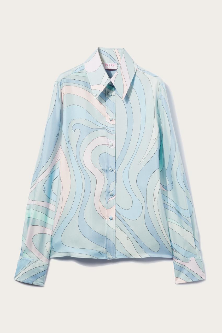 PUCCI Marmo-Print Silk-Twill Shirt | Women Tops And Shirts