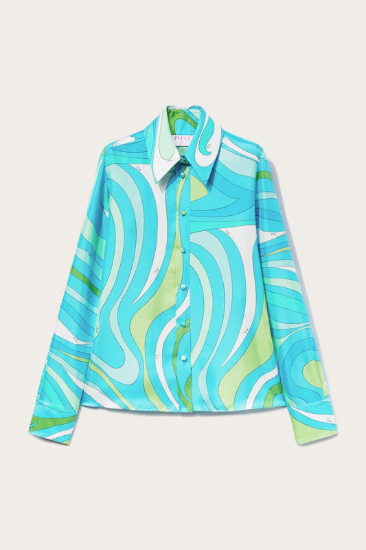PUCCI Marmo-Print Silk-Twill Shirt | Women Tops And Shirts