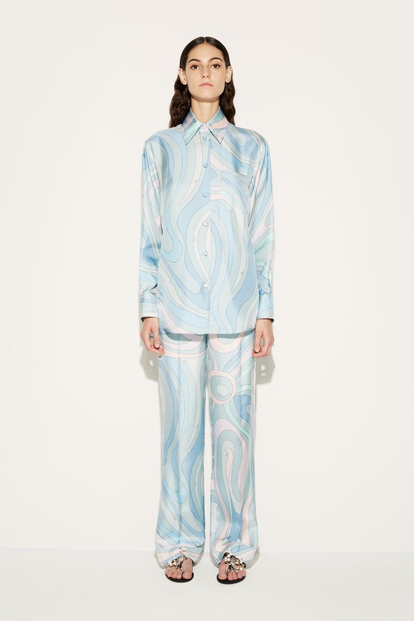 PUCCI Marmo-Print Silk-Twill Shirt | Women Tops And Shirts