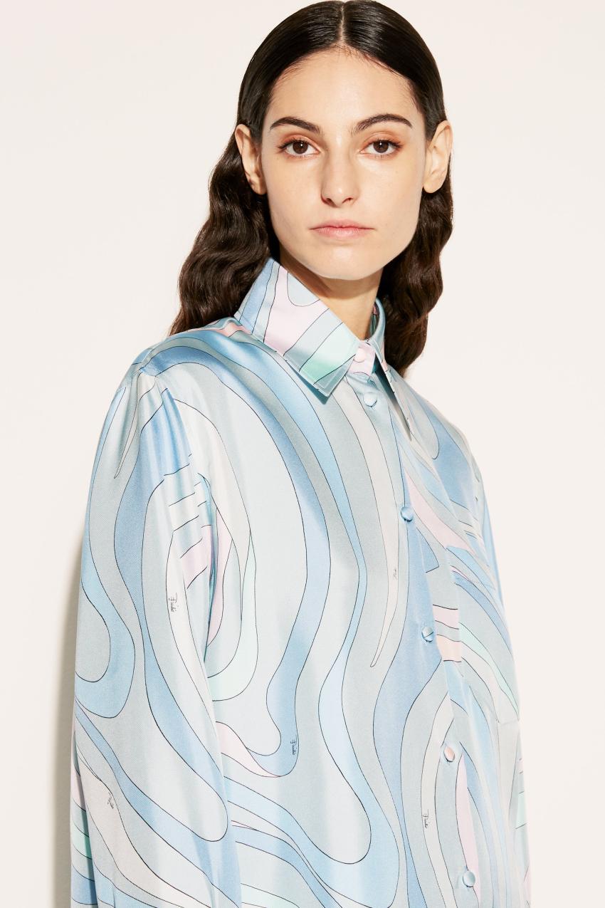 PUCCI Marmo-Print Silk-Twill Shirt | Women Tops And Shirts