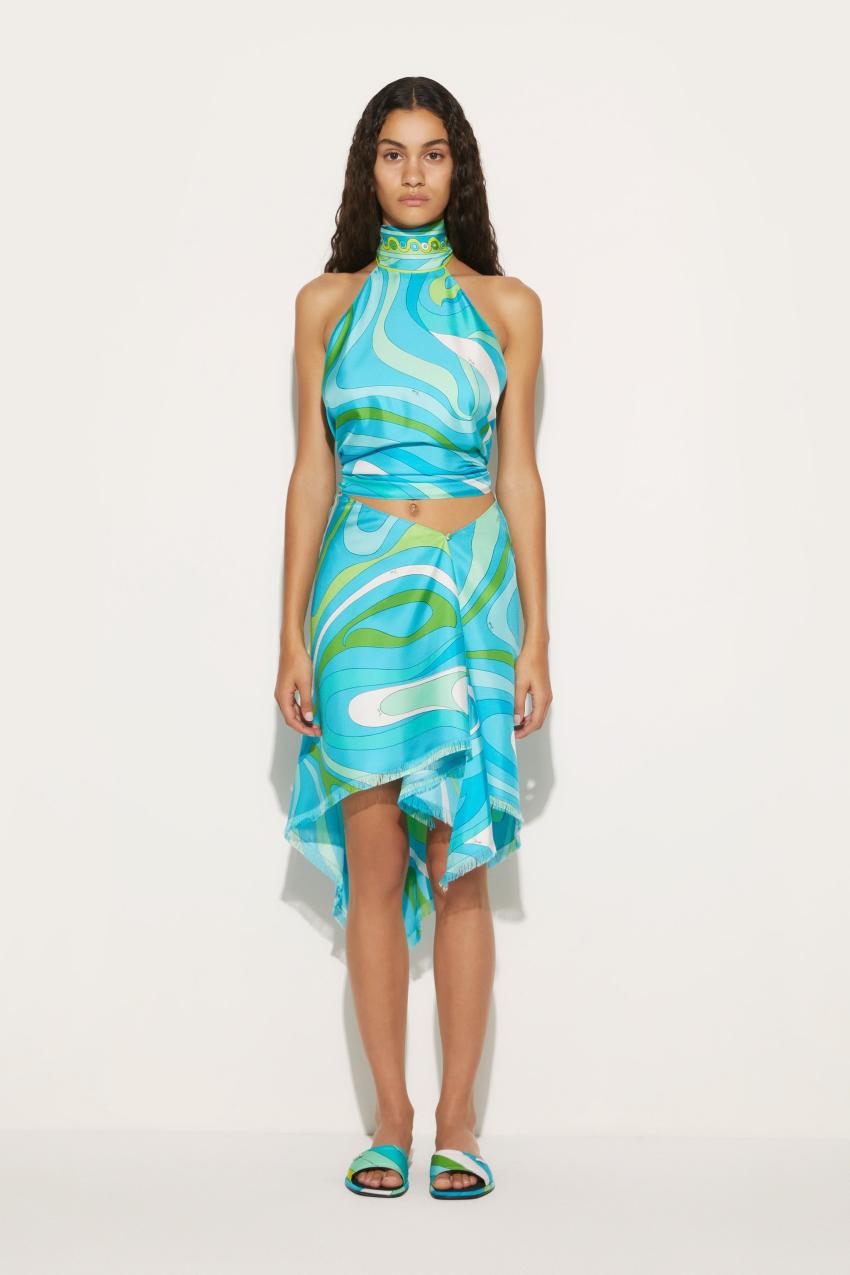 PUCCI Marmo-Print Silk-Twill Skirt | Women Skirts