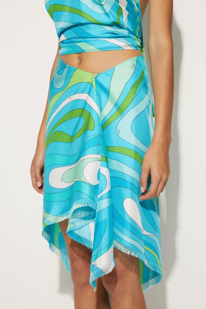 PUCCI Marmo-Print Silk-Twill Skirt | Women Skirts