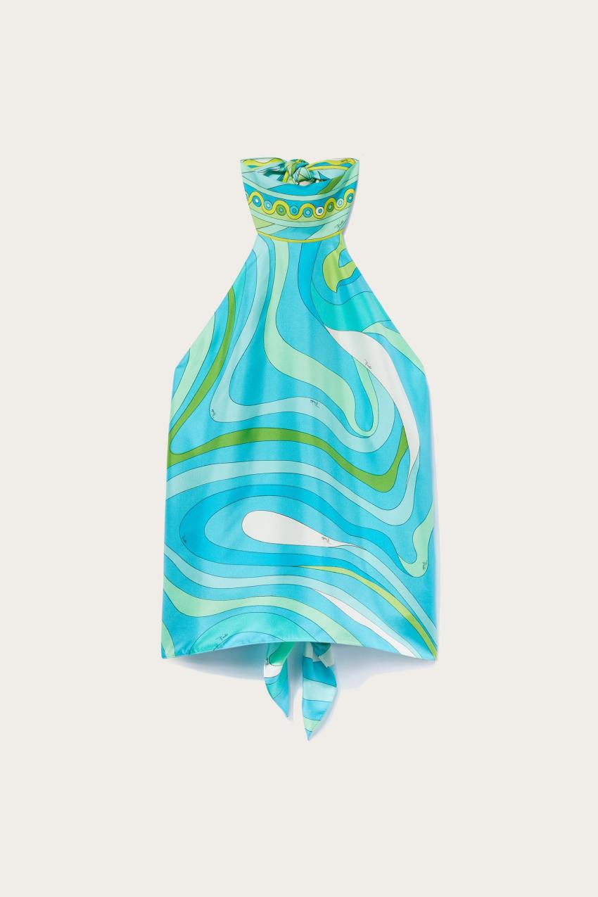 PUCCI Marmo-Print Silk-Twill Top | Women Tops And Shirts