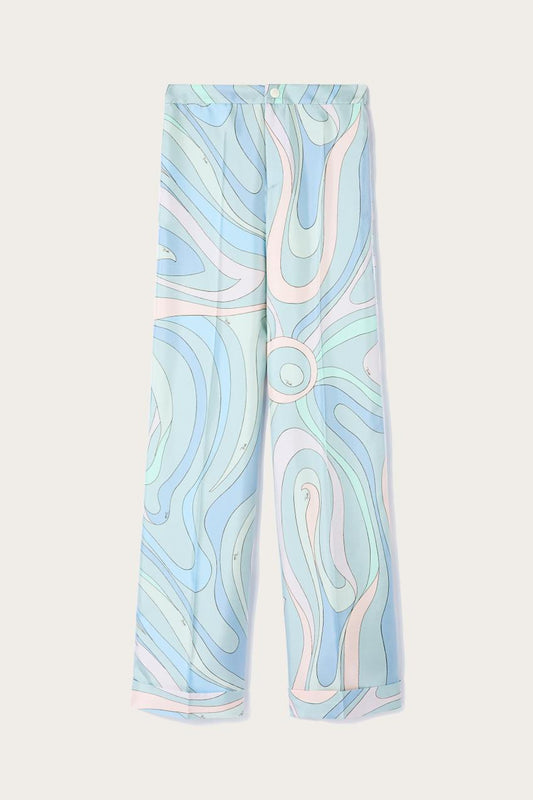 PUCCI Marmo-Print Silk-Twill Trousers | Women Pants And Shorts