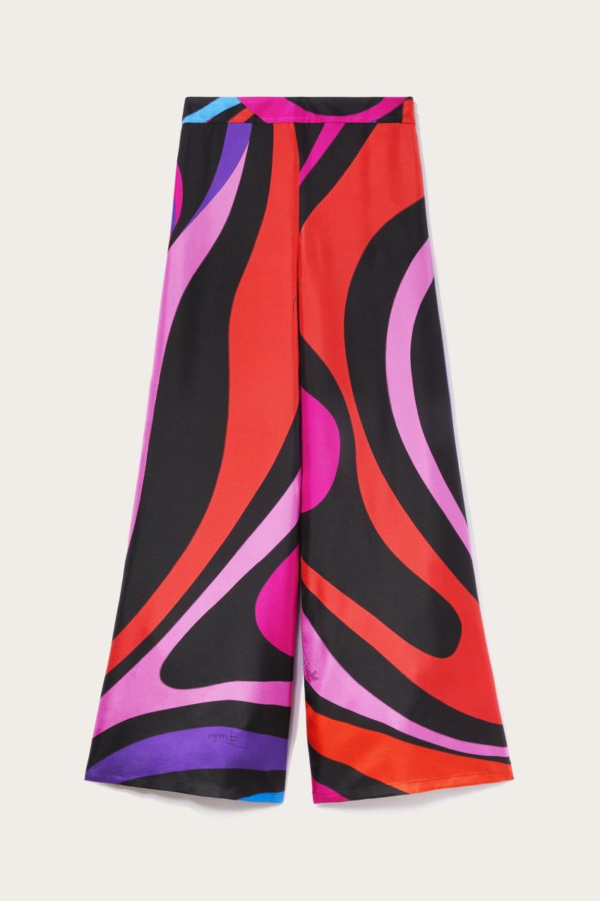 PUCCI Marmo-Print Silk-Twill Trousers | Women Pants And Shorts
