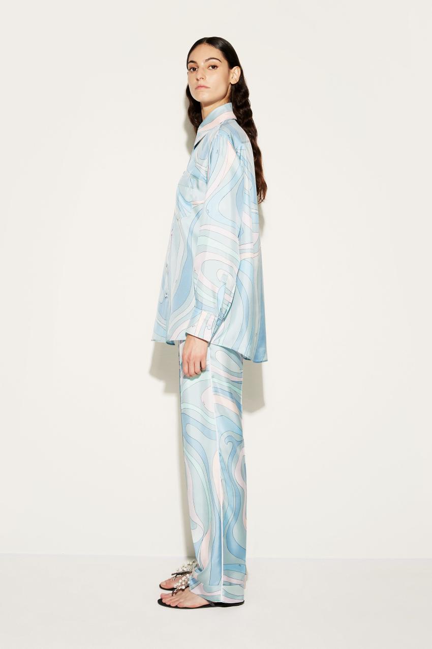 PUCCI Marmo-Print Silk-Twill Trousers | Women Pants And Shorts