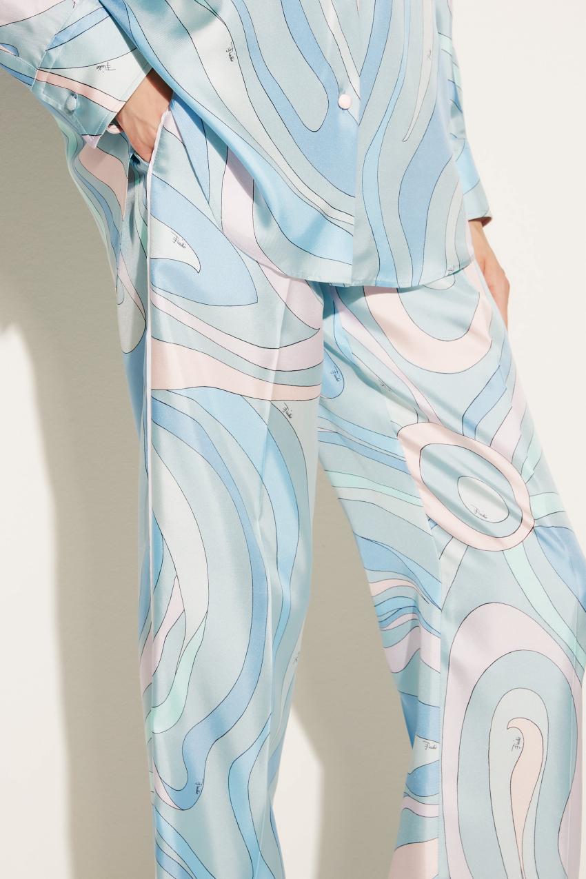 PUCCI Marmo-Print Silk-Twill Trousers | Women Pants And Shorts