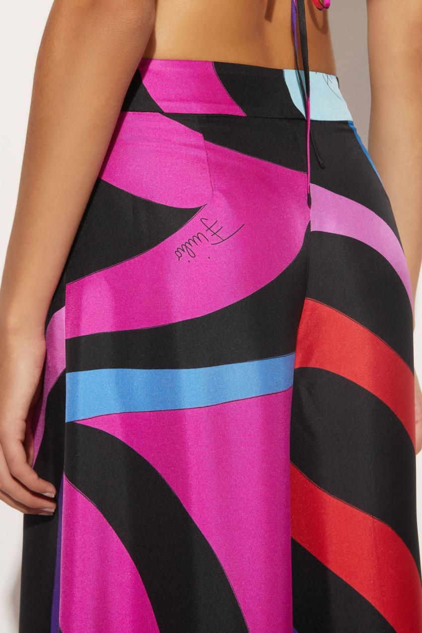 PUCCI Marmo-Print Silk-Twill Trousers | Women Pants And Shorts