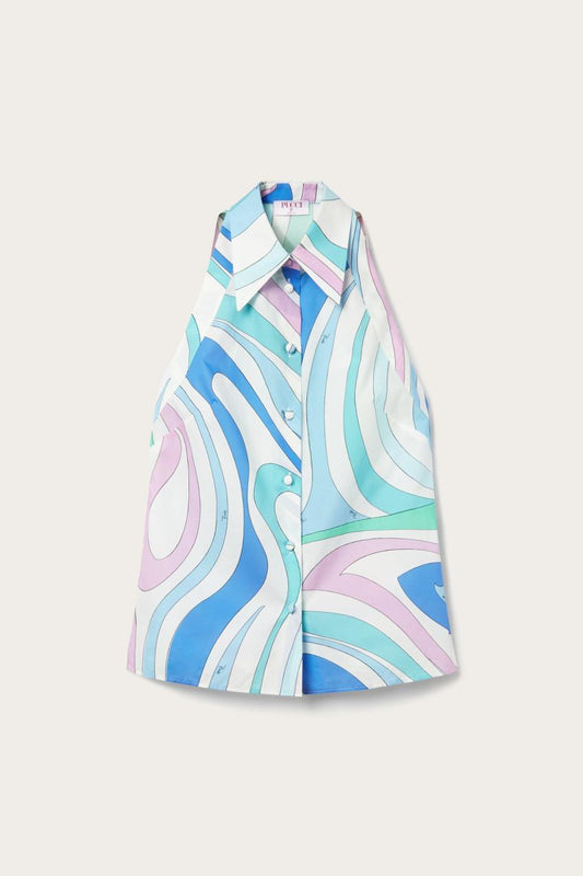 PUCCI Marmo-Print Sleeveless Shirt | Women Tops And Shirts