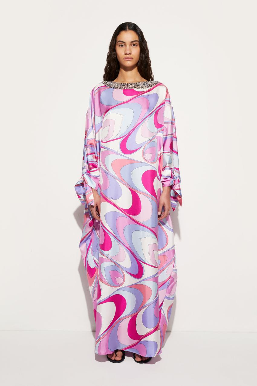 PUCCI Onde-Print Silk Kaftan | Women Kaftans