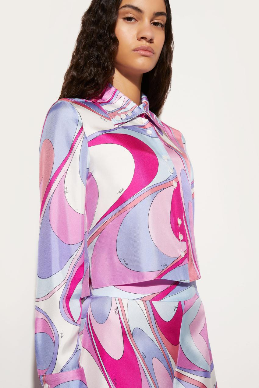 PUCCI Onde-Print Silk Shirt | Women Tops And Shirts