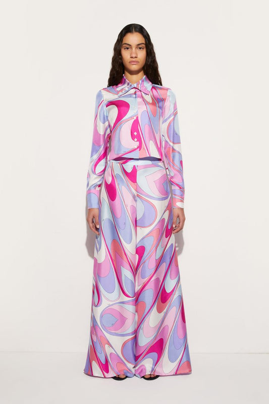 PUCCI Onde-Print Silk-Twill Trousers | Women Pants And Shorts