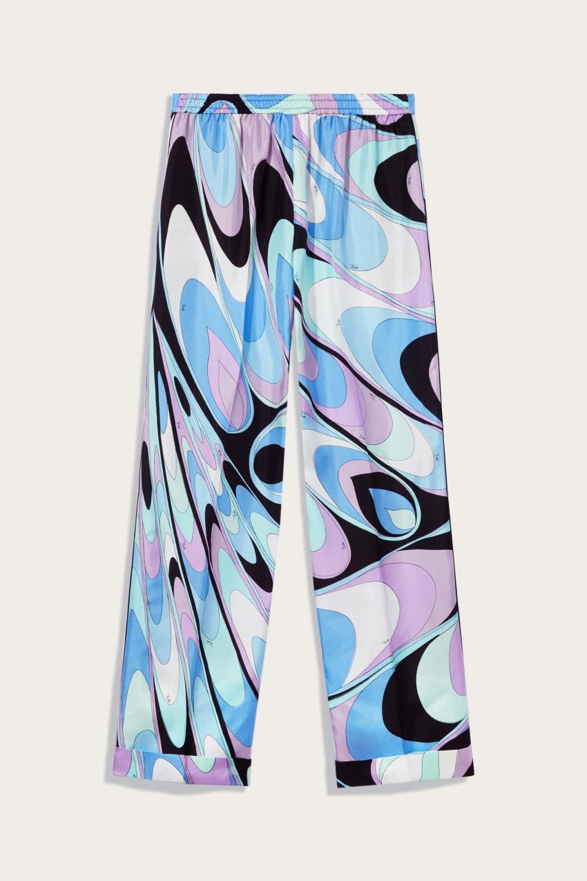PUCCI Onde-Print Silk-Twill Trousers | Women Pants And Shorts