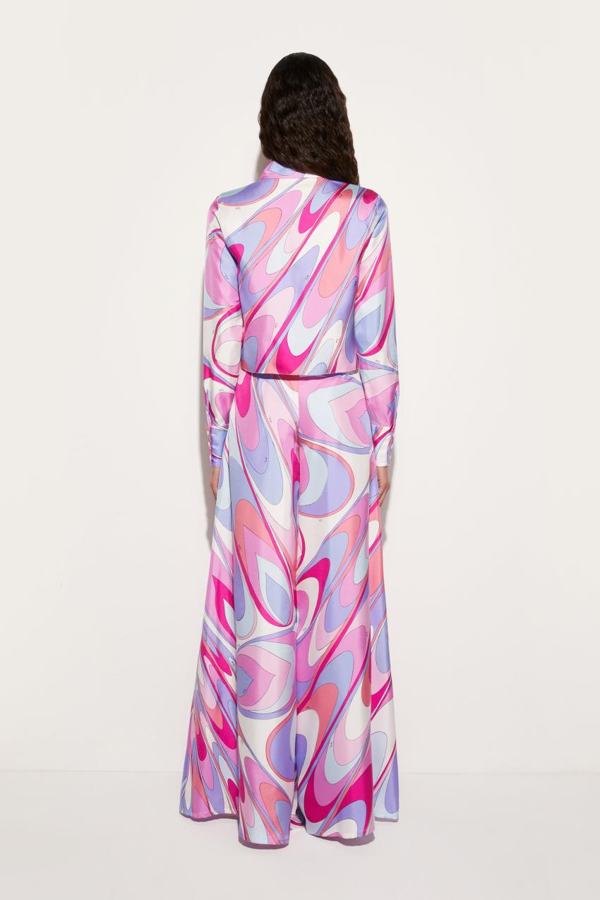 PUCCI Onde-Print Silk-Twill Trousers | Women Pants And Shorts