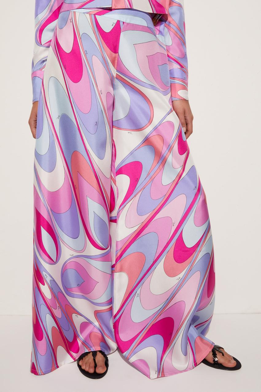 PUCCI Onde-Print Silk-Twill Trousers | Women Pants And Shorts