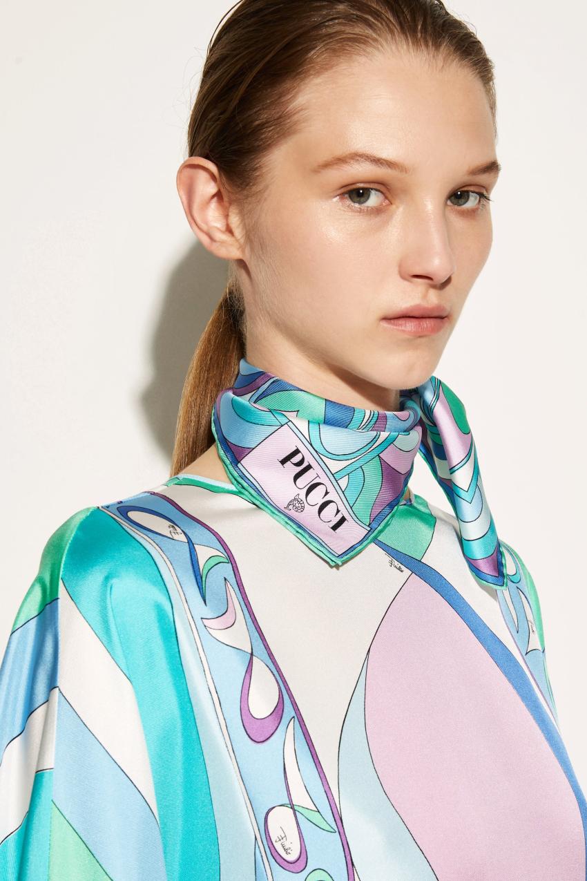 PUCCI Onde-Print Small Silk-Twill Carré | Women Silks