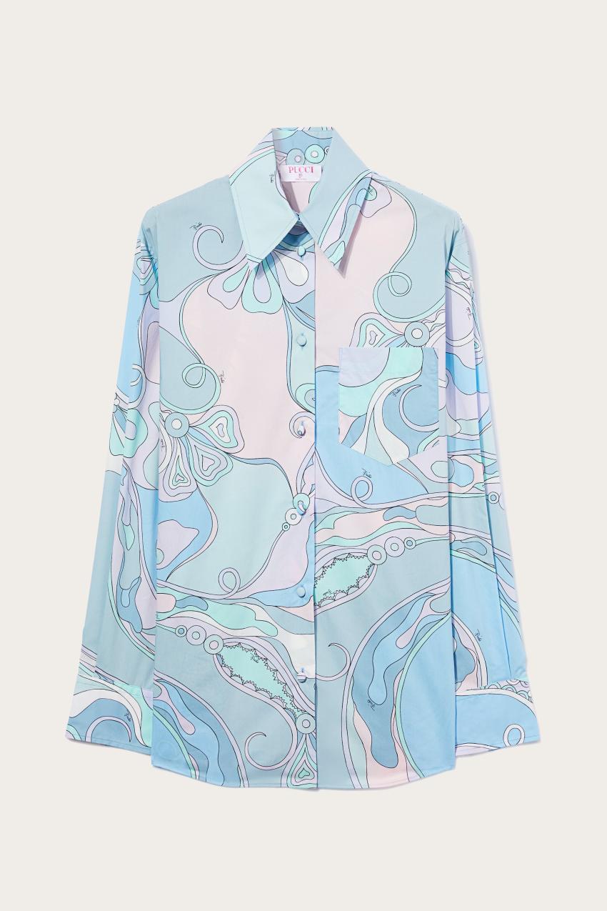 PUCCI Orchidee-Print Cotton Shirt | Women Tops And Shirts